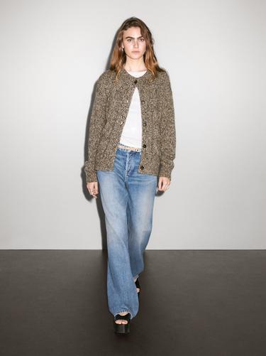 Cardigán punto mouliné 100% cashmere - Visón de Zara - Imagen 0