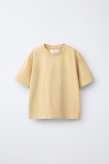 HEAVY WEIGHT FADED-EFFECT T-SHIRT - Mid-ecru by Zara