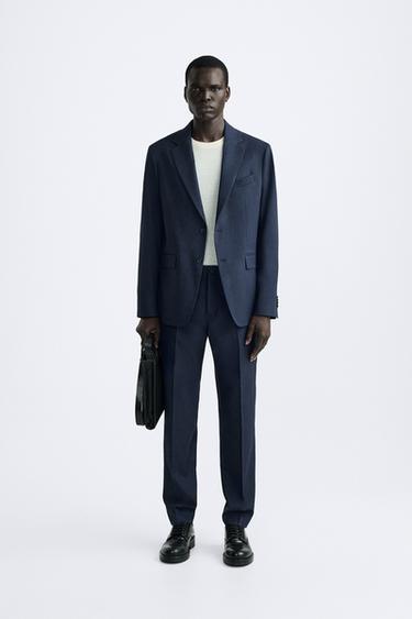 КОСТЮМНЫЕ БРЮКИ ИЗ РЕЛЬЕФНОЙ ТКАНИ — ЯРКО-СИНИЙ от Zara — изображение 0