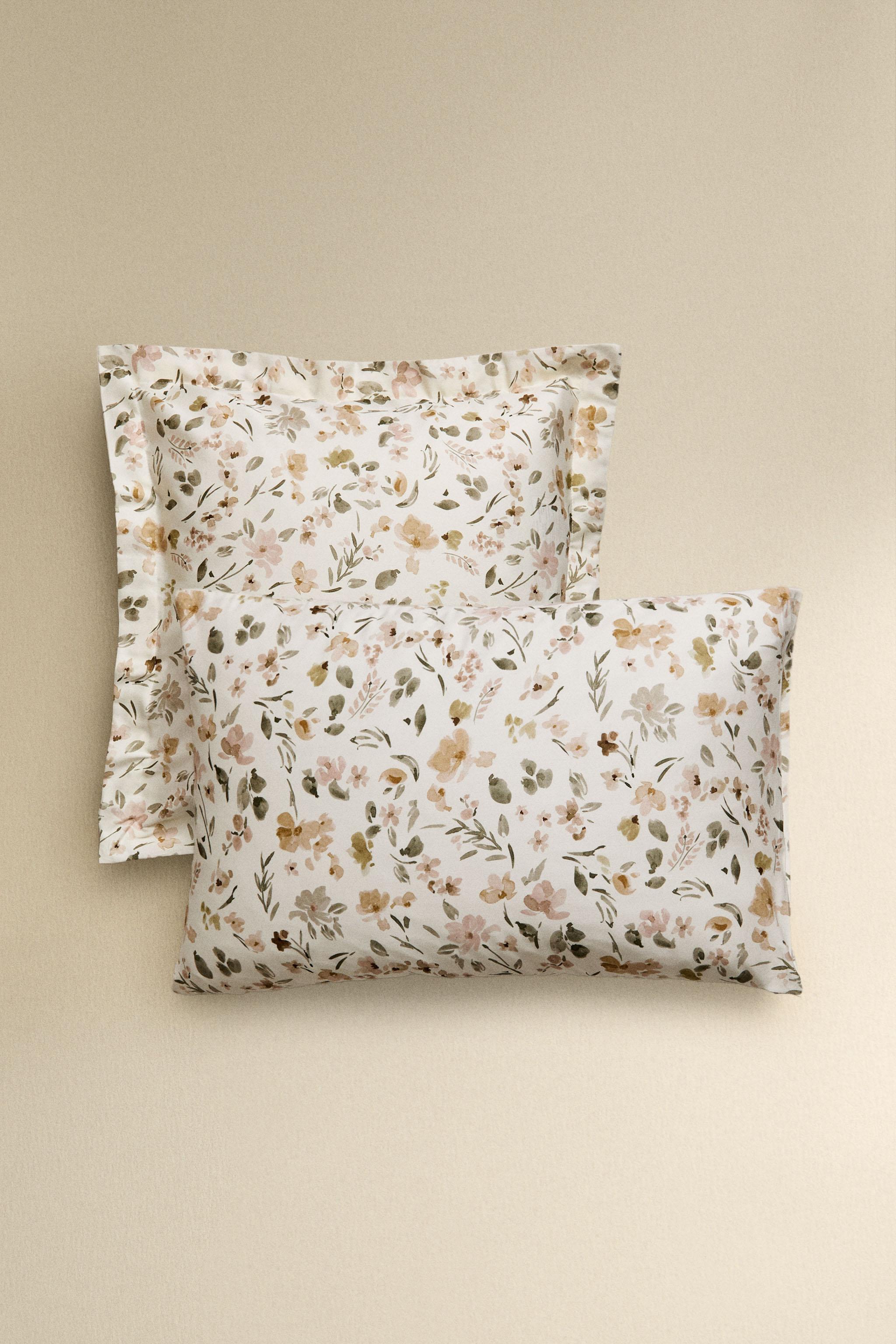 TAIE D’OREILLER SATIN IMPRIMÉ FLEUR