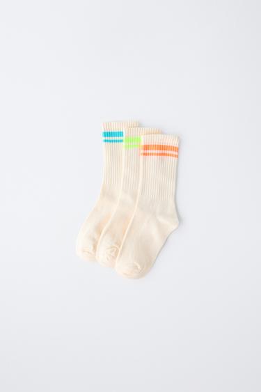 THREE-PACK OF STRIPED LONG SOCKS - Ecru by Zara - Image 2