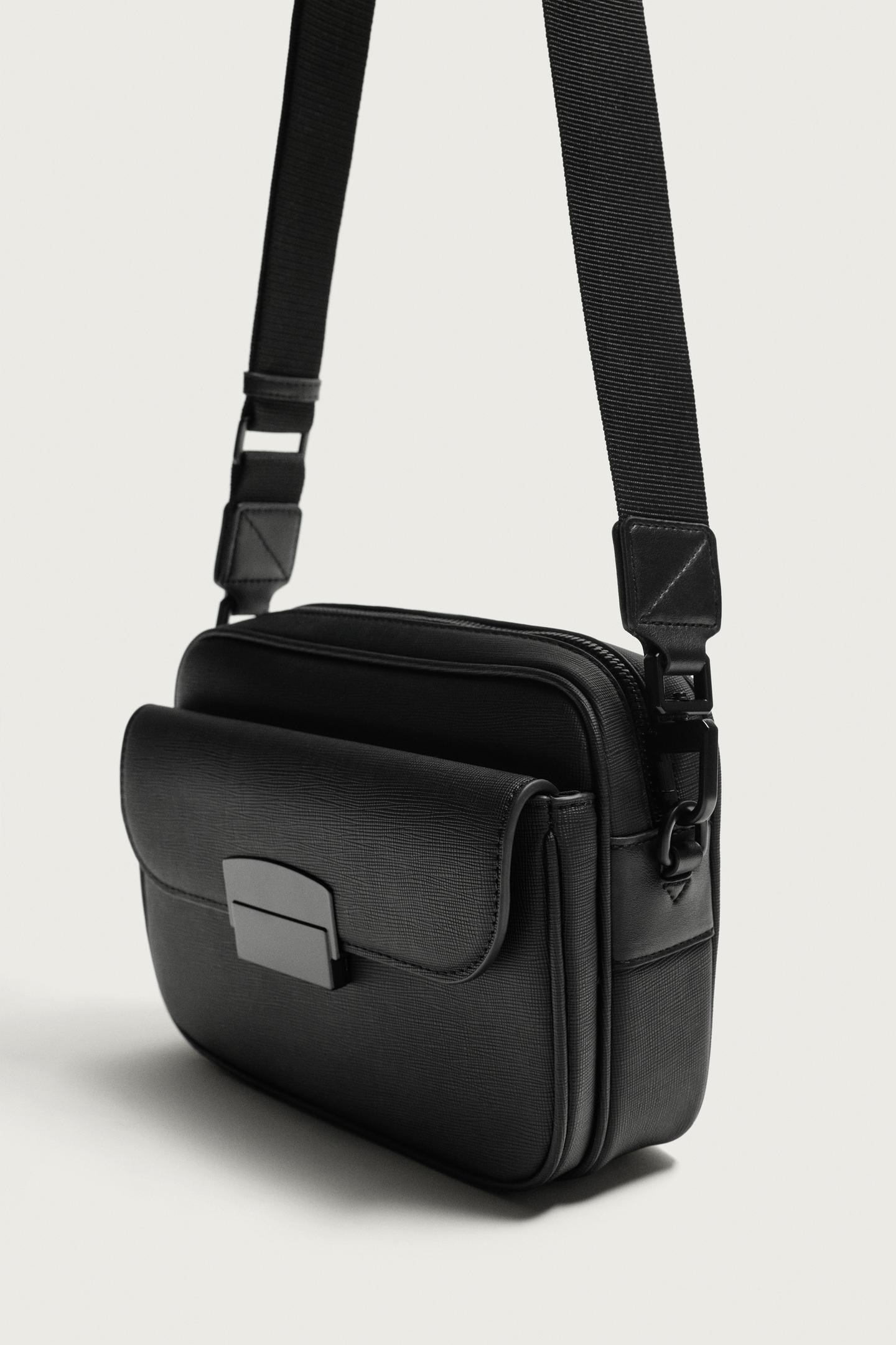 Мужская сумка Zara Textured Crossbody, цвет: Чёрный — фото 6