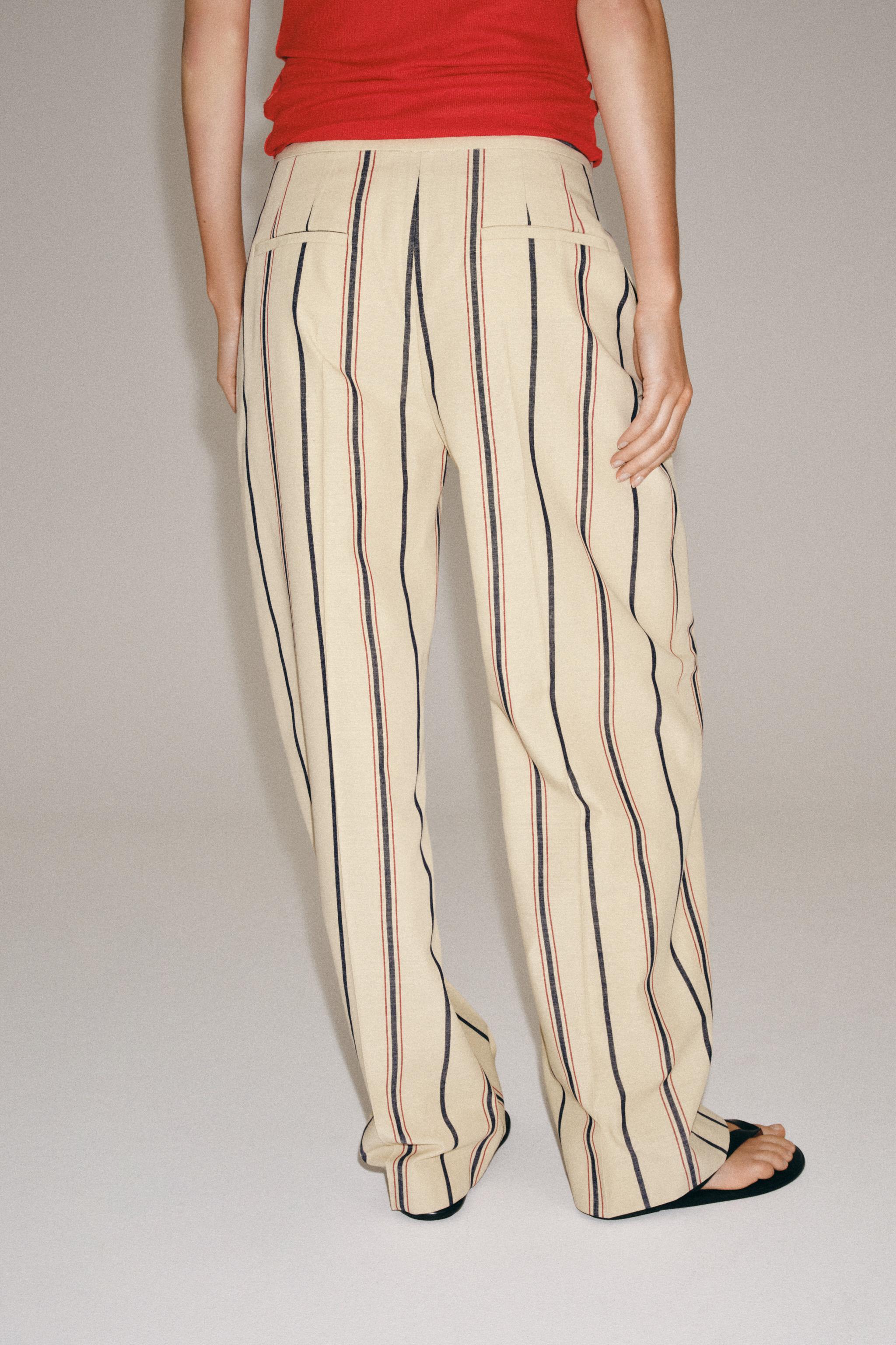 Женские брюки Zara ZW COLLECTION STRIPED PLEATED TROUSERS — фото 4