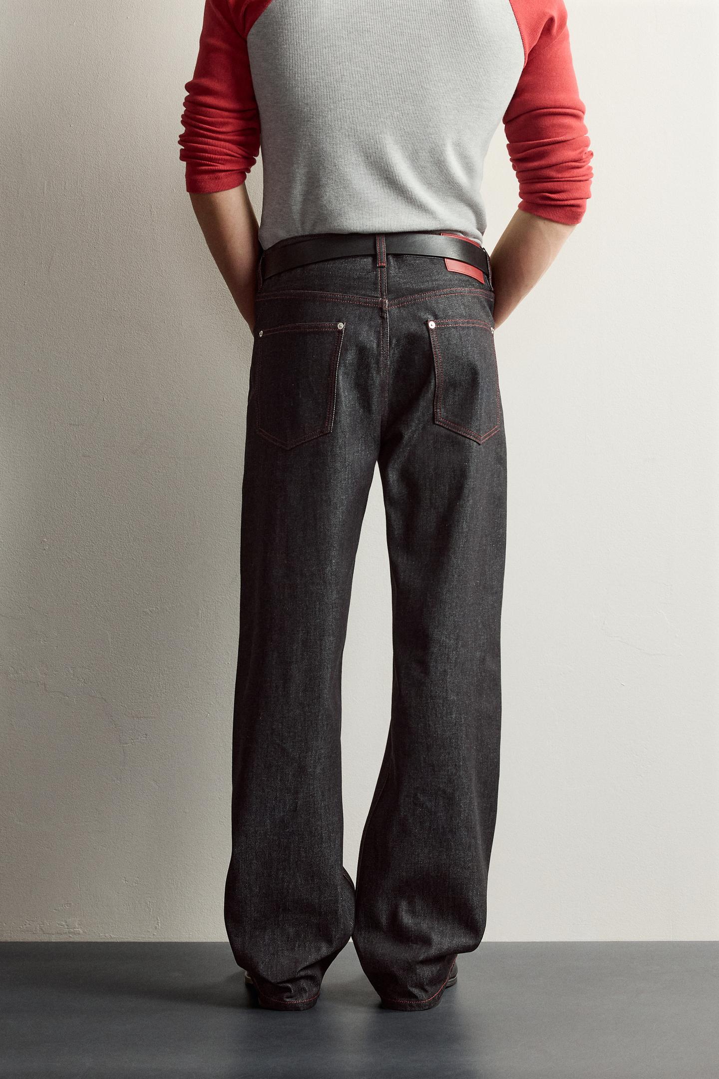 Мужские джинсы Zara Button-Fly Loose-Fit, цвет: Индиго — фото 3