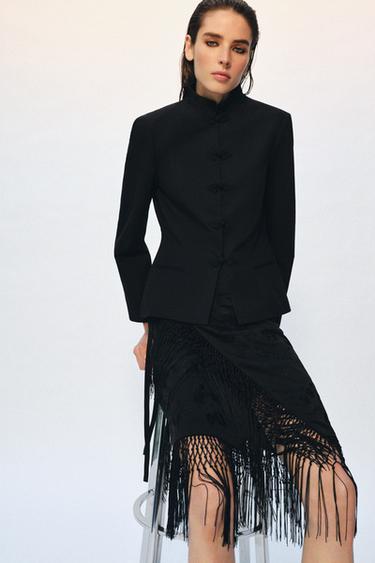 ZW COLLECTION PEPLUM BLAZER WITH FROG FASTENING - Black by Zara