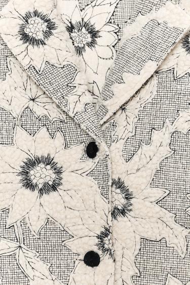 FLORAL TEXTURED BLAZER - Ecru / Black by Zara - Image 6