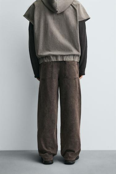 FADED WIDE-LEG JOGGER TROUSERS - Brown by Zara - Image 2
