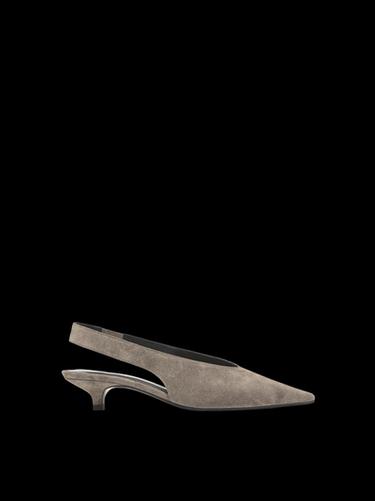 Zara Split suede high-heel slingback shoes - Gray - Image 0