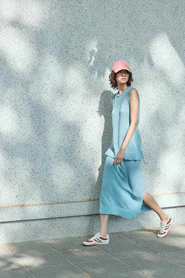 KNIT MIDI SKIRT - Light blue by Zara