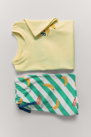 2-6 YEARS/ BANANA T-SHIRT AND BERMUDA PYJAMAS - Zara-ს Yellow
