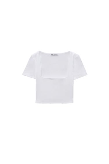 CROP TOP WITH A SQUARE-CUT NECKLINE