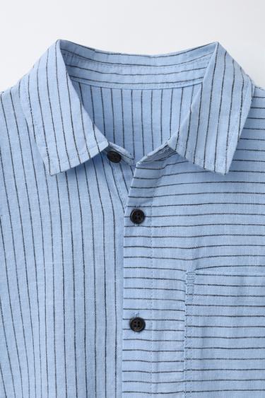 STRIPED COTTON LINEN SHIRT - Blue by Zara - Image 2