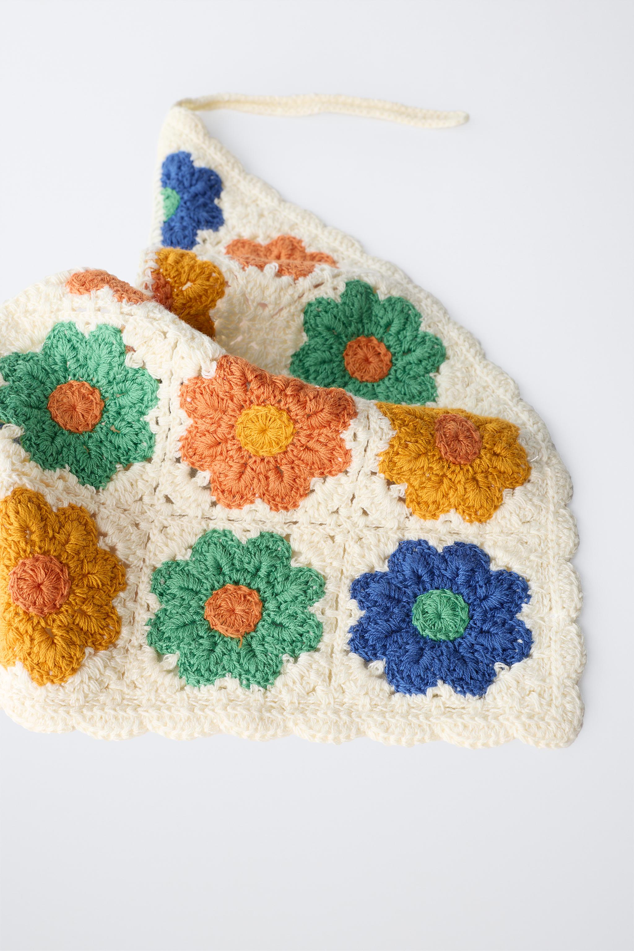 CROCHET KNIT FLORAL BANDANA