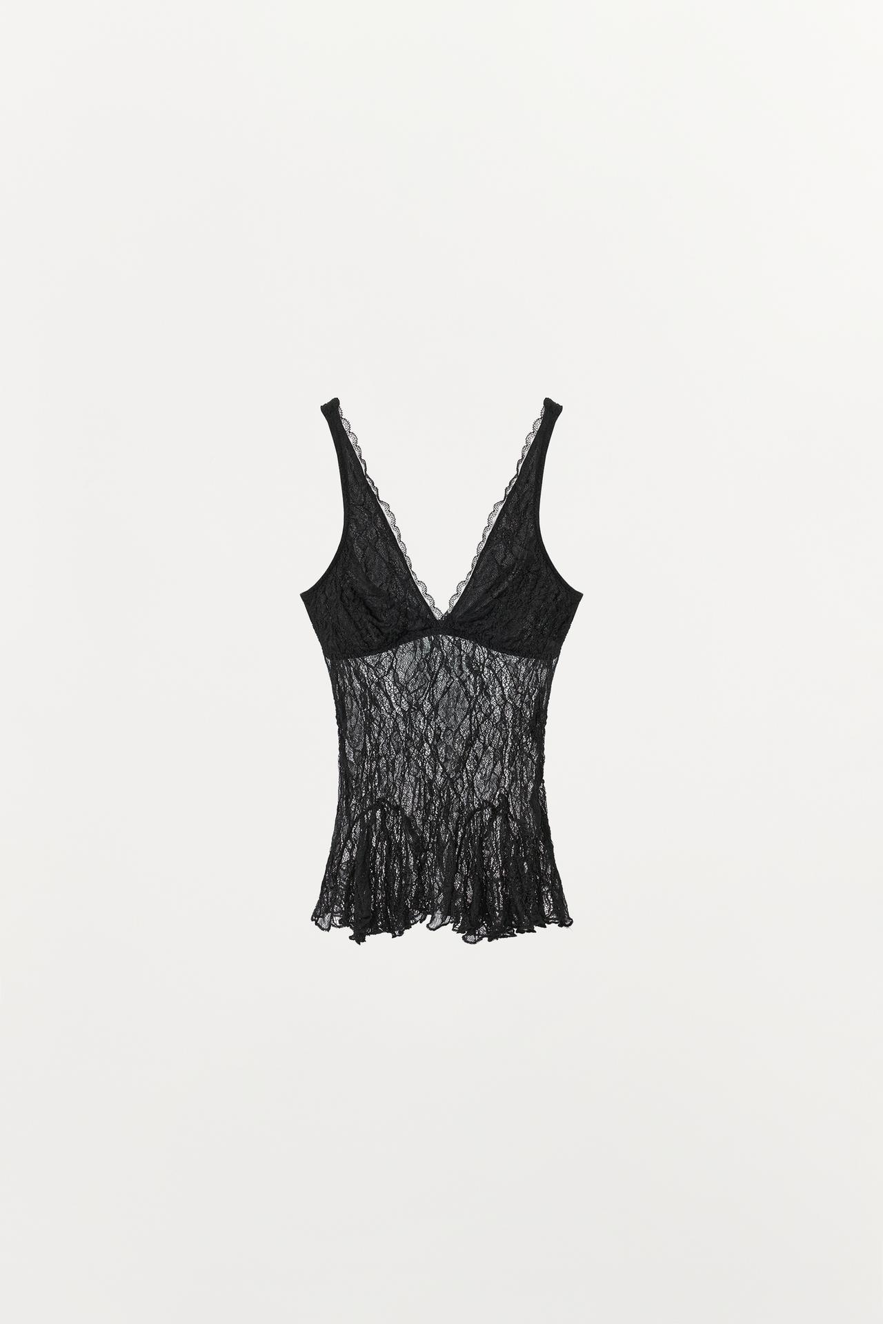 Lace Tank Top — Black