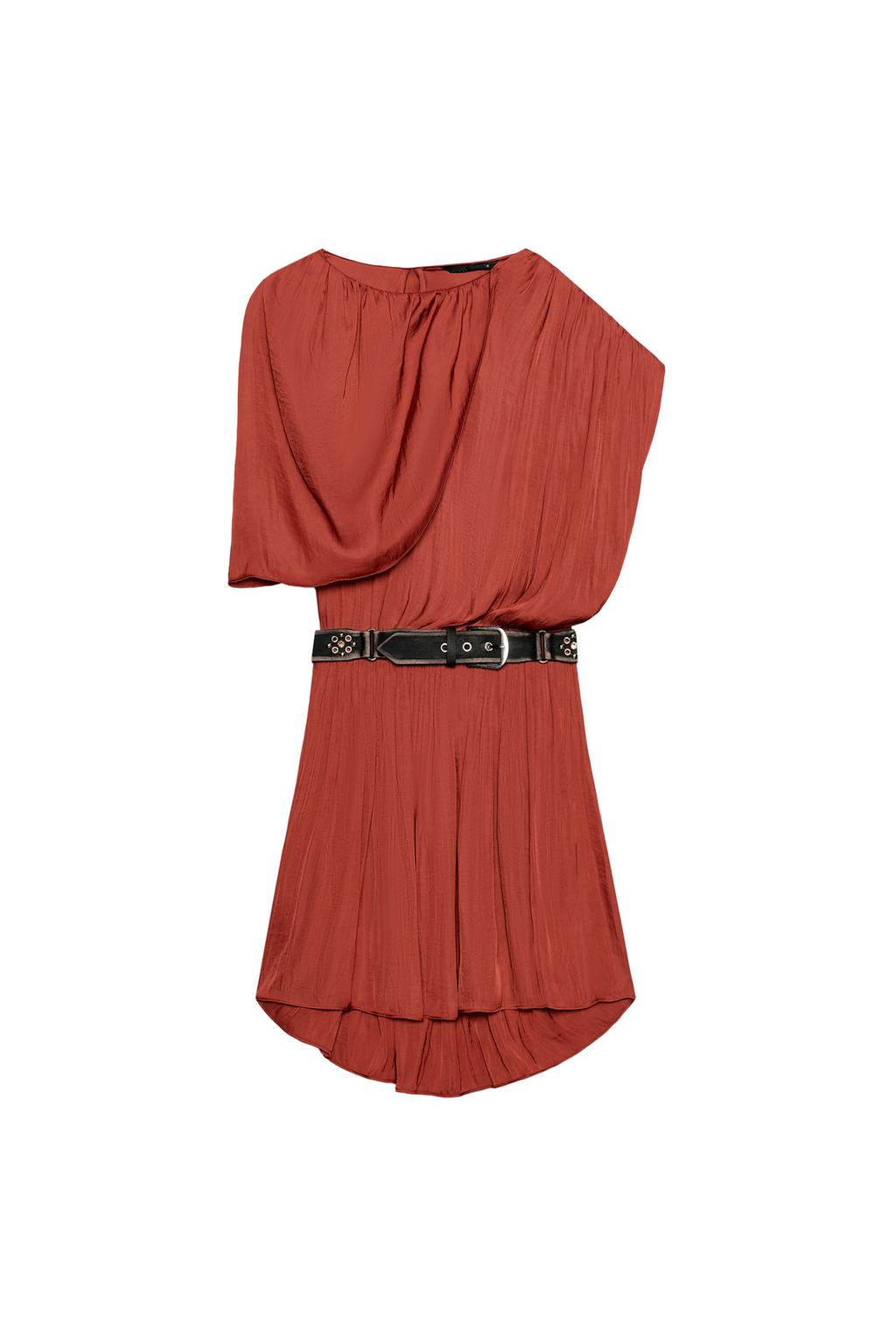 ASYMMETRIC BELTED SHORT DRESS - image 3