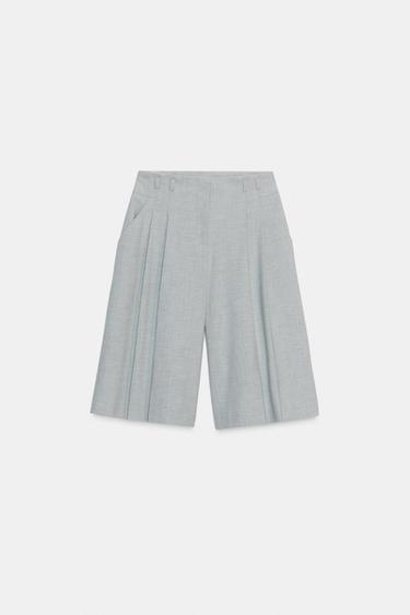 LONG BERMUDA SHORTS WITH PLEATS - Grey by Zara - Image 5