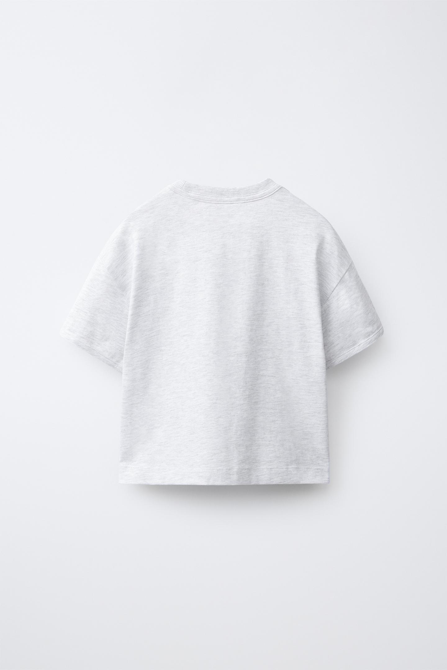 Детская футболка Zara Plain, цвет: Серый меланжевый — фото 3