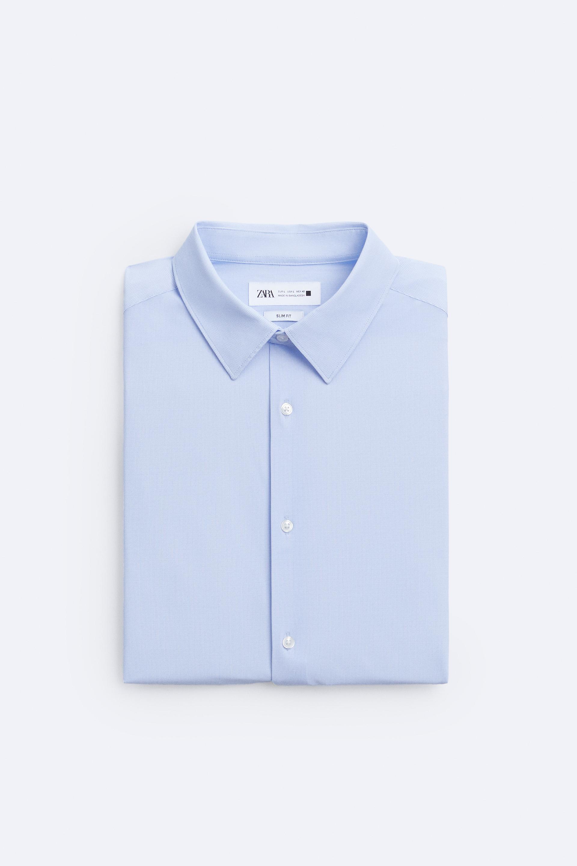 Zara Man Lycra Shirts Full Sleeves (L, Sky Blue) 