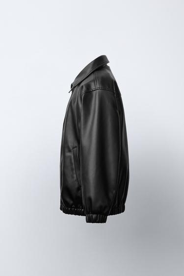 LEATHER-EFFECT BOMBER JACKET - Black by Zara - Image 2