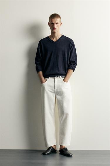 WIDE-LEG TAPERED JEANS - Oyster-white by Zara