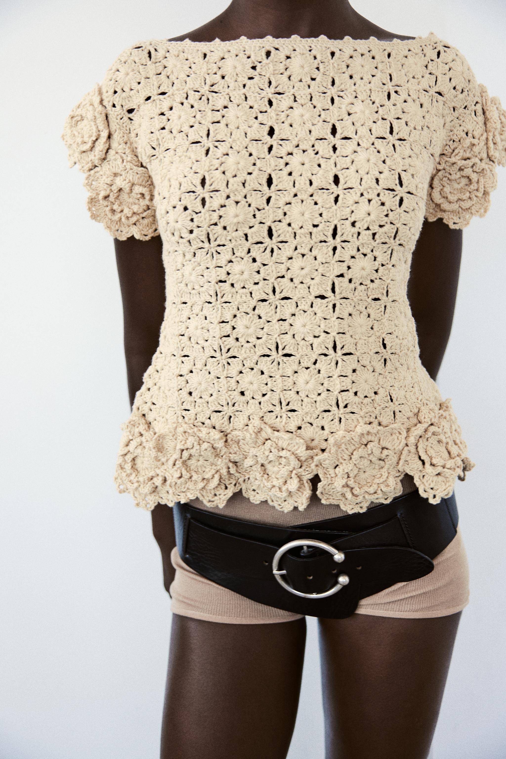 New 2024 Zara Floral Crochet Top And Shorts Outfit