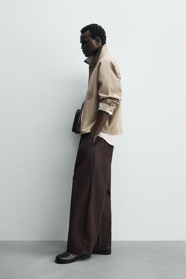 CONTRAST COLLAR OVERSHIRT - Dark camel by Zara - Image 3