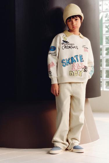 Zara 塗鴉運動衫 - 嫩裸色