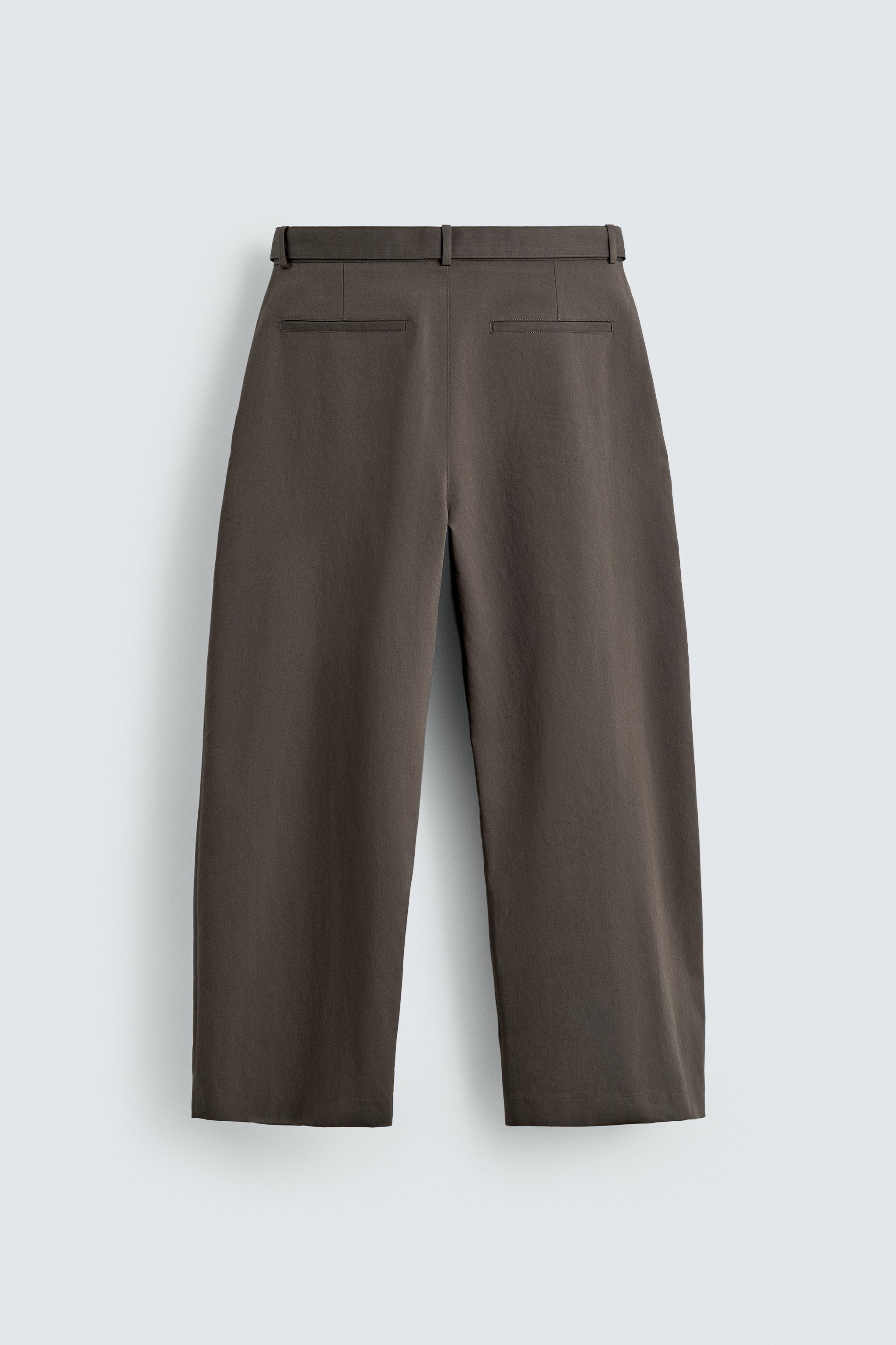 BELTED WIDE FIT PANTS