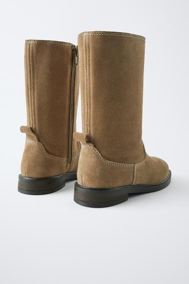 STIEFEL AUS VELOURSLEDER - Beige von Zara