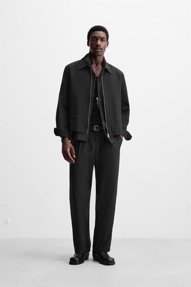 Zara RELAXED FIT FLOWY PANTS - Black