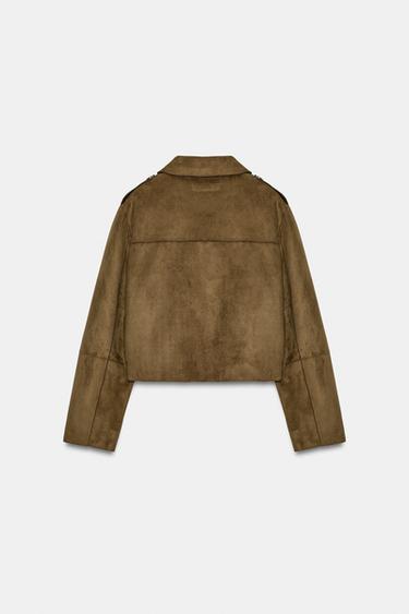 VESTE COURTE EFFET DAIM - Kaki foncé de Zara - Image 9