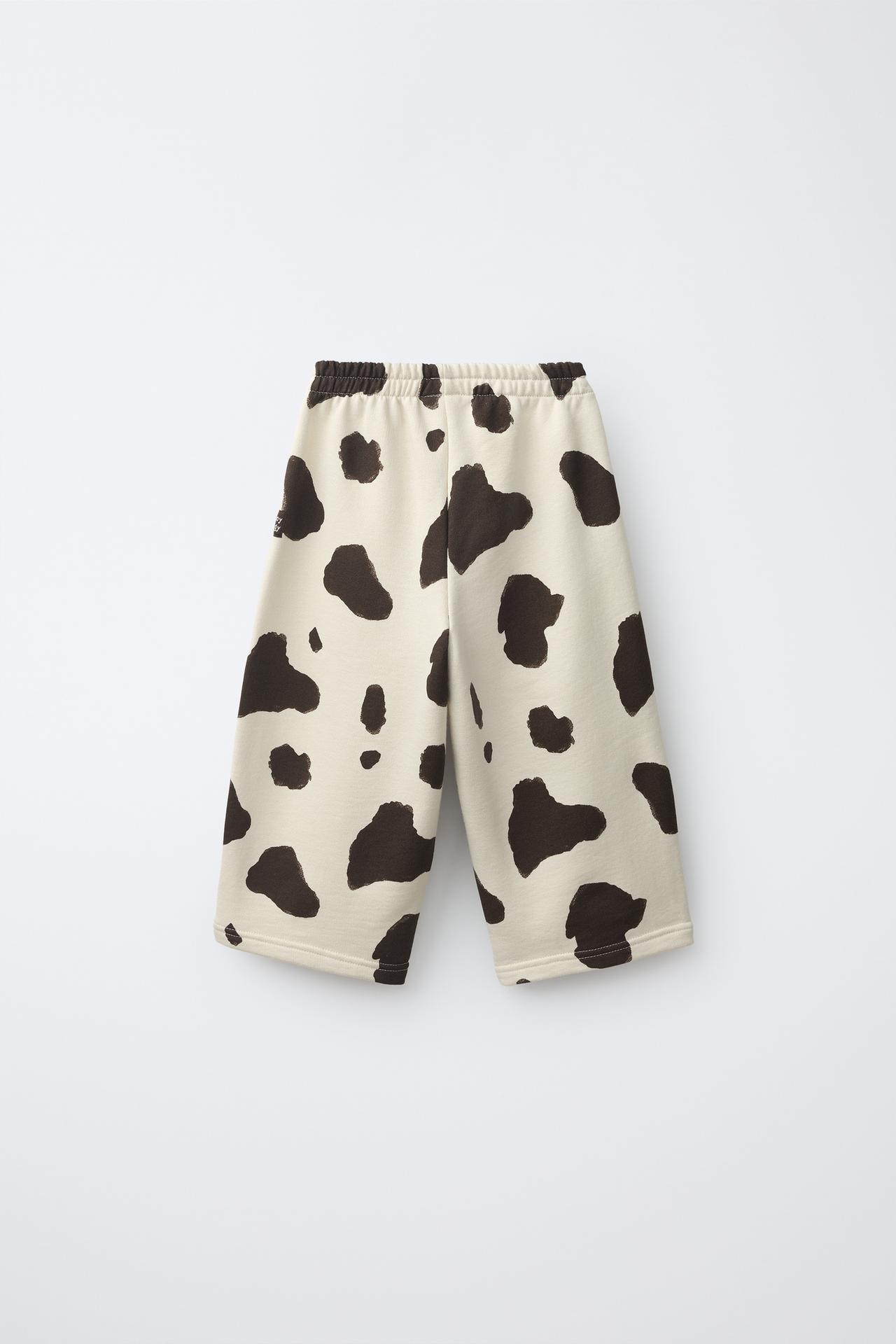 COW PRINT SWEATPANTS — Ecru / Brown