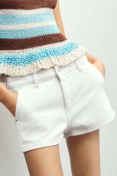 Zara CHINO 牛仔短褲 TRF - 白色