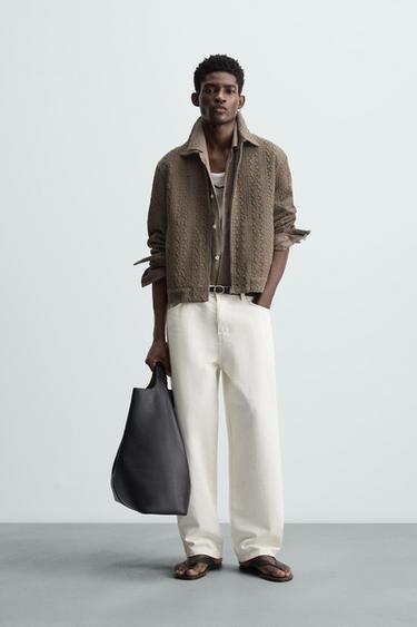 JAQUETA COMBINADA CROCHÊ - Cinza-toupeira da Zara - Imagem 0