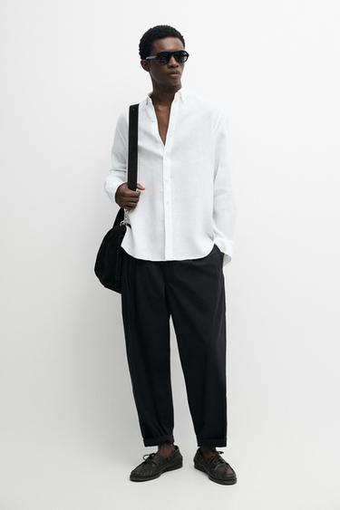 Zara 100% linen regular fit shirt - White - Image 0
