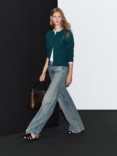 Cardigan en laine mélangée - Bleu soutenu de Zara