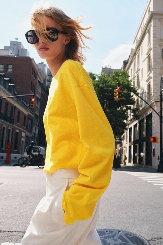 COTTON AND LINEN T-SHIRT - Yellow by Zara - Image 0
