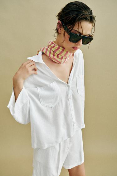 FLUID LINEN BLEND SHIRT - White by Zara