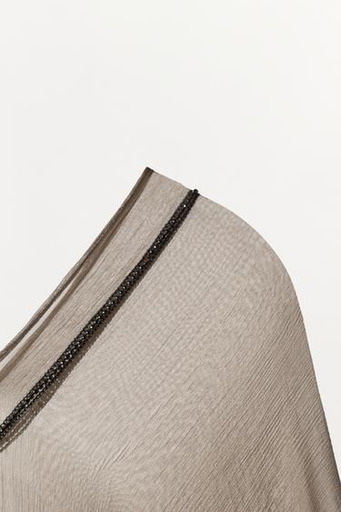 CAPE LONGUE 100% VISCOSE BRILLANTE - Marron / Taupe de Zara - Image 6