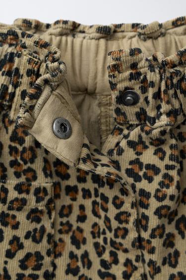 JUPE EN MICRO-VELOURS CÔTELÉ À IMPRIMÉ ANIMALIER - Vert clair de Zara - Image 2