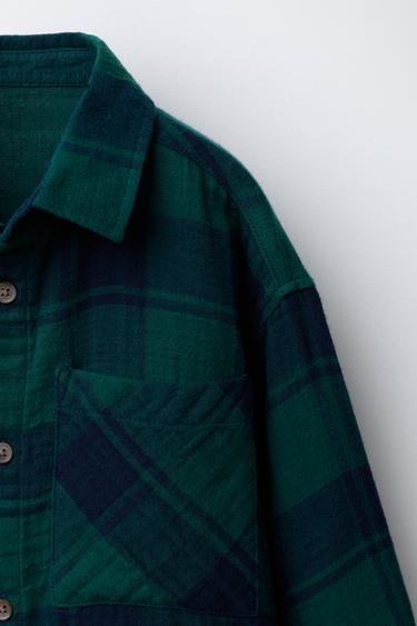 TEXTURED CHECK SHIRT - Blue / Green by Zara - Image 3