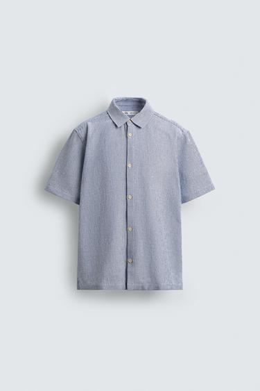 CAMISA ESTRUCTURA CONFORT - Marino / Blanco de Zara