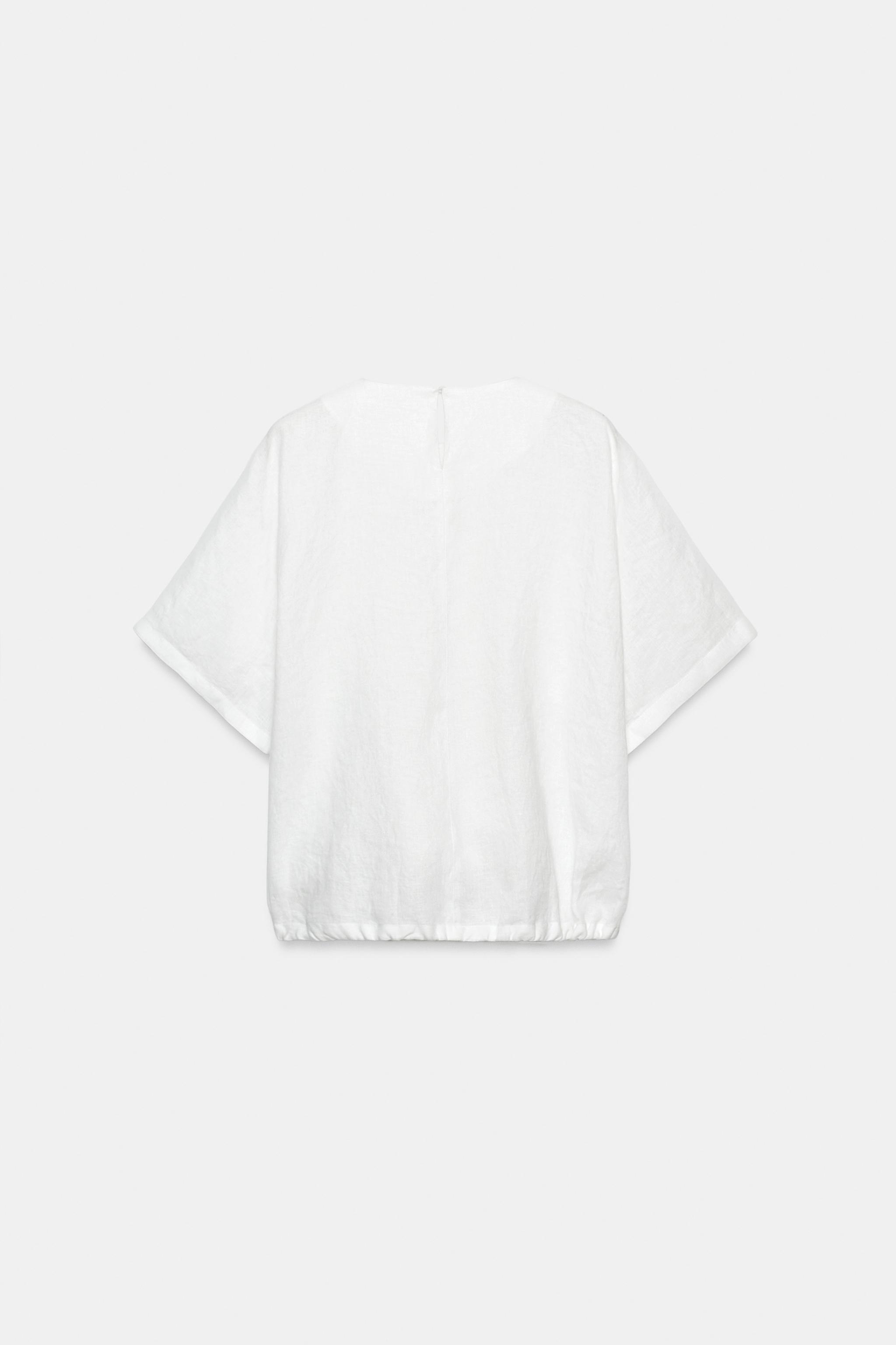 100% LINEN LACED TOP ZW COLLECTION - thumbnail 6