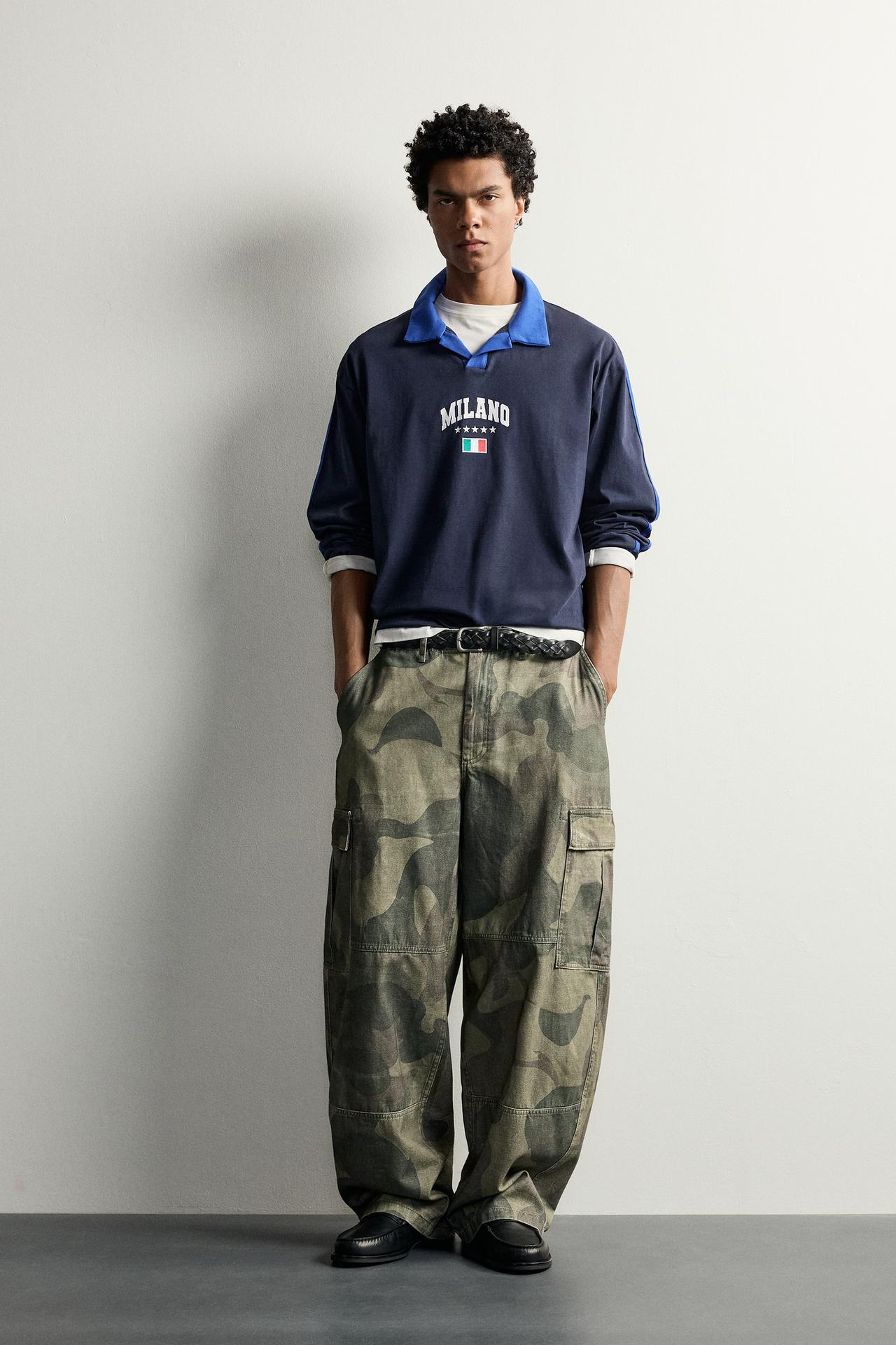 ПОЛО RELAXED FIT С ПРИНТОМ ФЛАГА