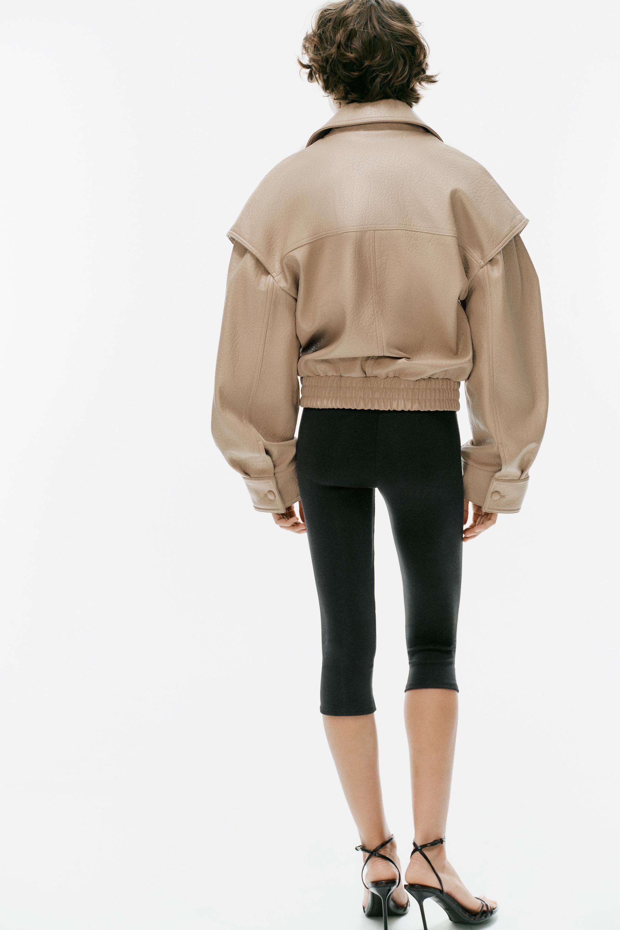 Zara Suni Deri Bomber Ceket görsel 6