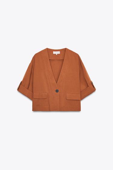 CHAQUETA MANGA REMANGADA - Terracota de Zara