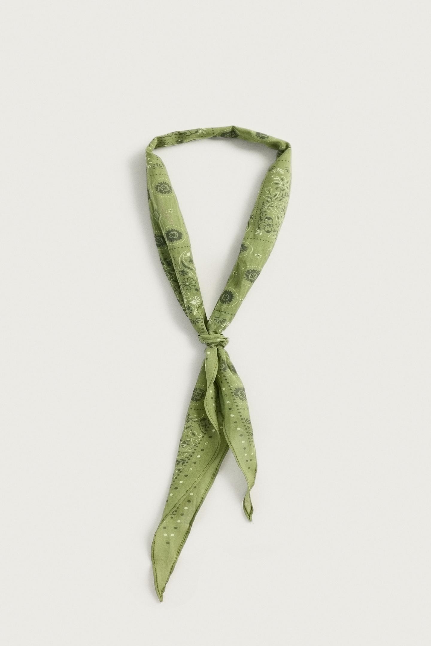 Мужские аксессуары Zara Long Patchwork Print Bandana, цвет: Зелёный — фото 4