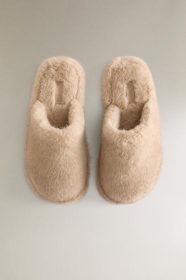 FAUX FUR MULE SLIPPERS - Beige by Zara - Image 2