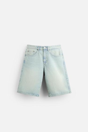 BAGGY FIT DENIM BERMUDA SHORTS - Blue by Zara