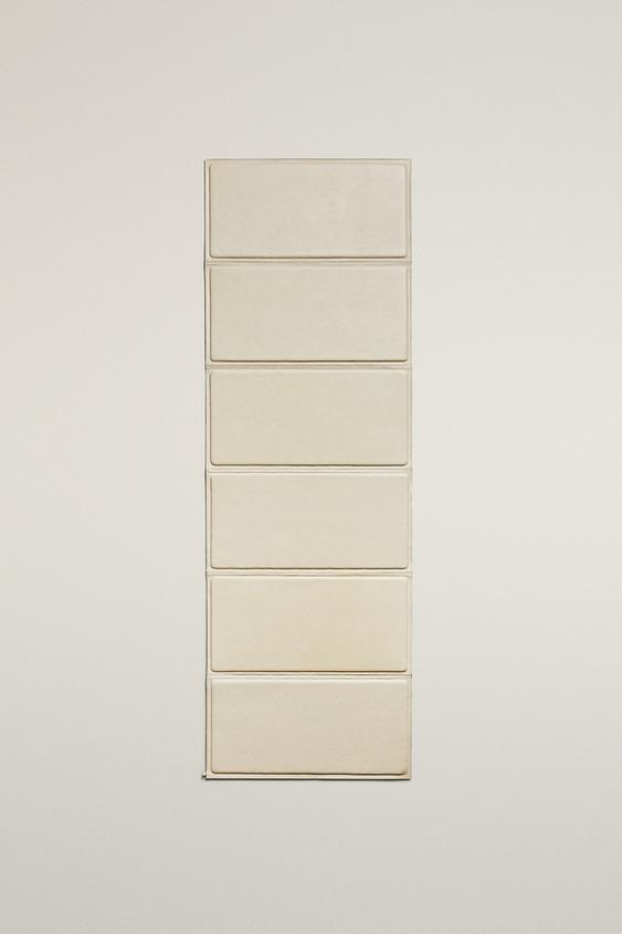 FOLDABLE LEATHER YOGA MAT - Ecru by Zara - Image 0